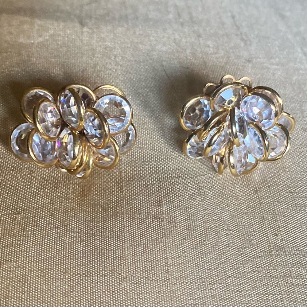 Vintage Freirich Clip On Crystal Earrings